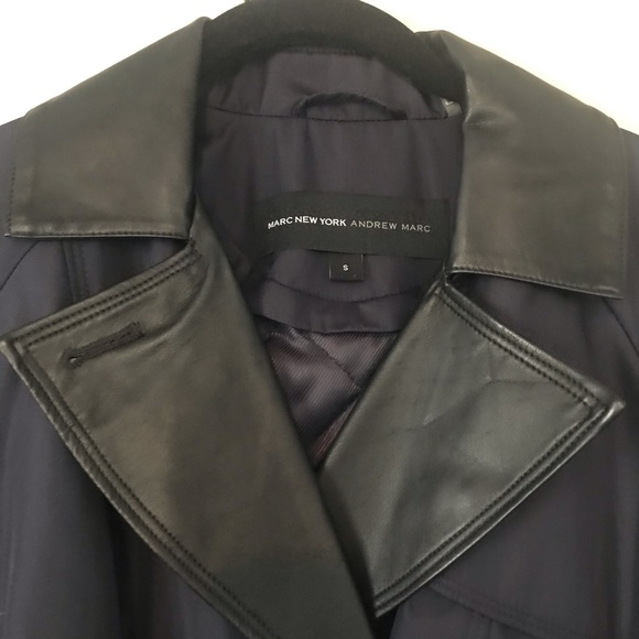 Andrew Marc Blue Trench Coat S - Picture 3 of 8